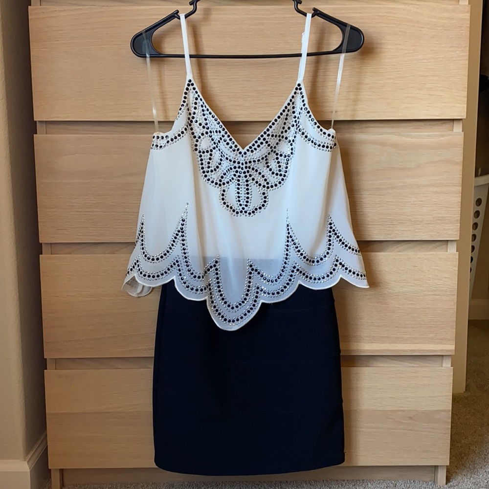 White and Black Studded Dress